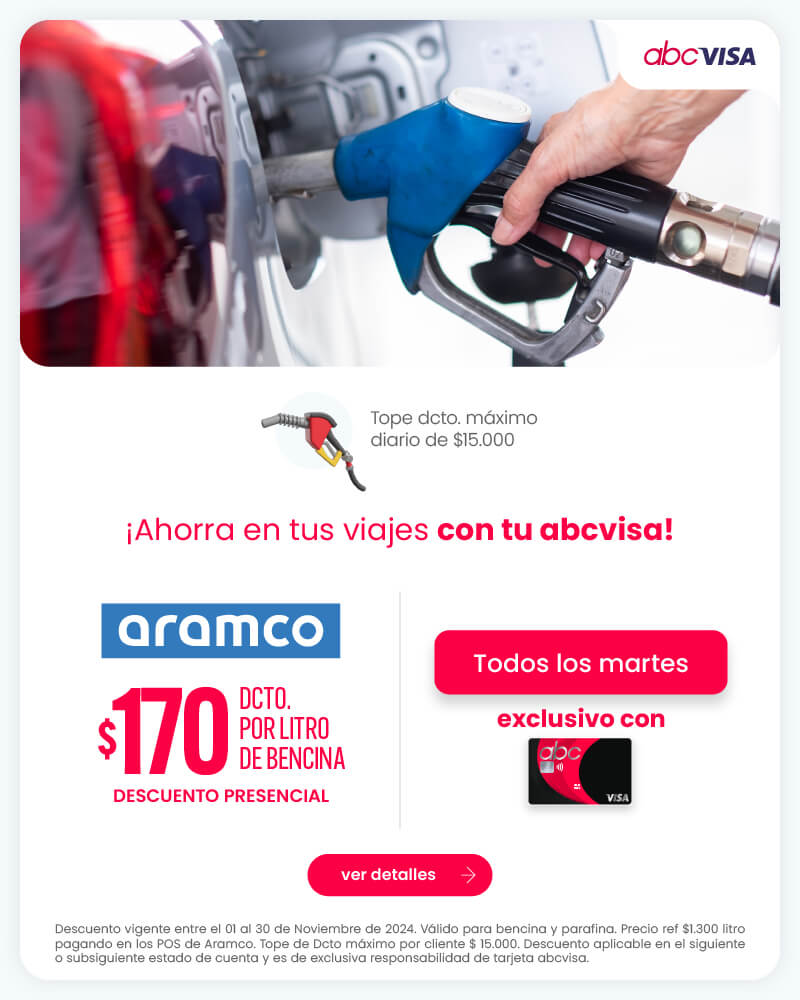 ¡Descuento en Aramco usando tu tarjeta abcvisa!