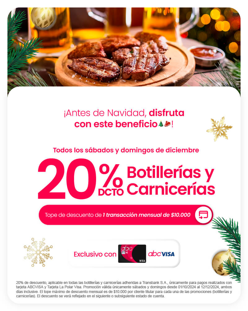 Solo x este fin de semana, 20% de dcto. en Botillerías y Carnicerías