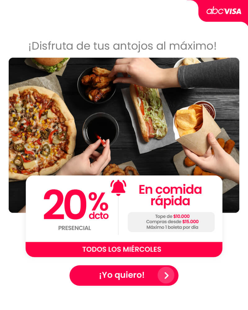 Doble placer los miércoles: 20% en comida rápida
