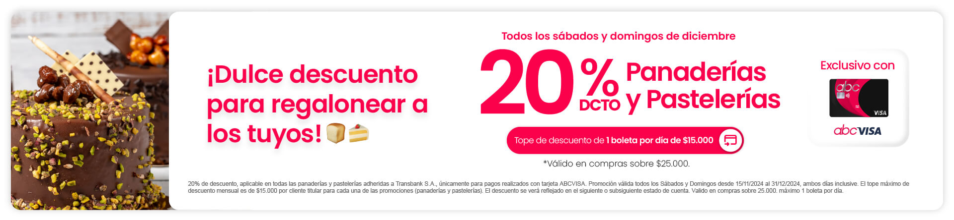 Solo x este fin de semana, 20% de dcto. en Panaderías y Pastelerías