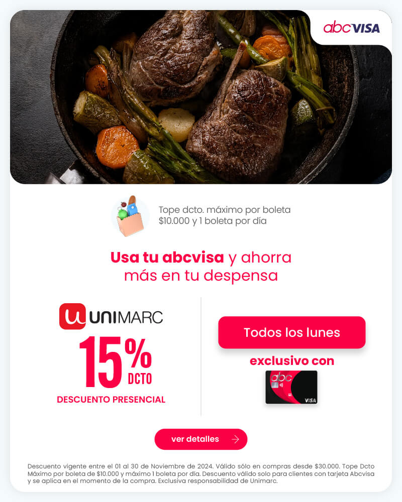 ¡Descuento en Unimarc usando tu tarjeta abcvisa!