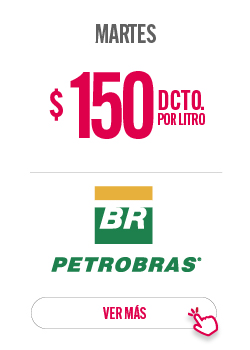 $150 de descuento por litro de bencina los días martes en Petrobras con tarjeta abcvisa